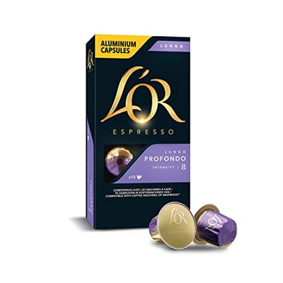 LOR Lungo Profondo, Core-Lungo Collection, Yoğunluk 8, Bitter Çikolata ve Meyvemsi Notalar Espresso Kapsülleri, 10 Adet, 1 Paket