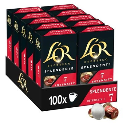 LOR Splendente, Core Collection, Yoğunluk 7, Turunçgil ve Fındık Notaları Espresso Kapsülleri, 10x10 Adet, 07 Splendente