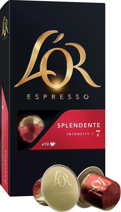 LOR Splendente, Core Collection, Yoğunluk 7, Turunçgil ve Fındık Notaları Espresso Kapsülleri, 10 Adet, 1 Paket, 07 Splendente