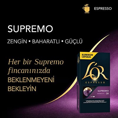 LOR Supremo, Core Collection, Yoğunluk 10, Yoğun Kavrulmuş ve Meyvemsi Notalar Espresso Kapsülleri, 10 Adet