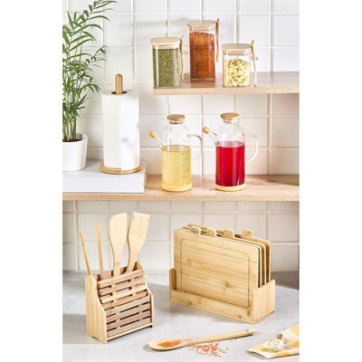 Lora Bianca 20 Parça Tezgah Üstü Bambu Set - Kesme Tahtası, Yağdanlık, Kavanoz, Havluluk, Kaşıklık, Nihale Seti 20 Parça Tezgah Üstü Bambu Set - Kesme Tahtası, Yağdanlık, Kavanoz, Havluluk, Kaşıklık, 