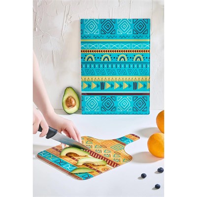 Lora Bianca African 2li Cam Kesme Tahtası Seti - 25x35 - Isıya Dayanıklı Kırılmaz Kesme Tahtası Beyaz