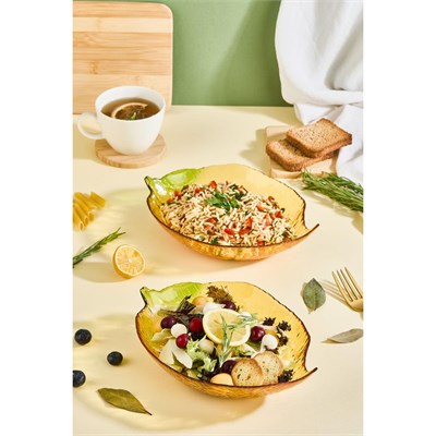 Lora Bianca Citrus 2li Büyük Limon Formlu Cam Salata/meze Sunum Kasesi Seti
