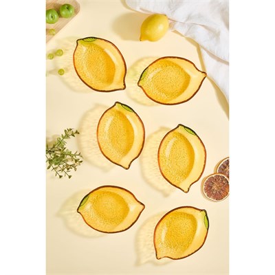 Lora Bianca Citrus 6lı Limon Formlu Cam Mini Çerez/meyve/meze Kasesi Seti