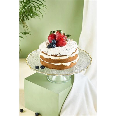 Lora Bianca Goblen 28 Cm Şeffaf Ayaklı Pasta Tabağı Standı Şeffaf
