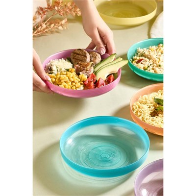 Lora Bianca Ip 18 Cm Rainbow 6 Parça Cam Bowl - Makarna - Salata Kase Seti Çok Renkli