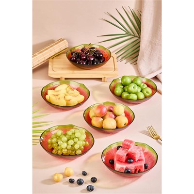 Lora Bianca Melona 6lı Karpuz Formlu Cam Çerez/meyve/meze Kasesi Seti