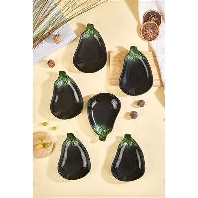 Lora Bianca Mora 6lı Patlıcan Formlu Cam Mini Çerez/meze Kasesi Seti