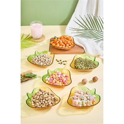 Lora Bianca Nella 6lı Sarı Çilek Formlu Cam Çerez/meyve/meze Kasesi Seti