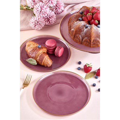 Lora Bianca Tova Mürdüm 7 Parça Cam Pasta Servis & Sunum Seti