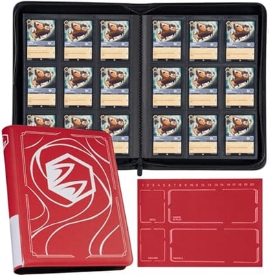 Lorcana Kartları için Bağlayıcı, Premium 9 Cepli Ticaret Kartı Albümü, 500 Cepli ve Playmat Lorcana Kartları, Jetonlar ve Kurallar sayfasıyla uyumlu - Klasik Kırmızı