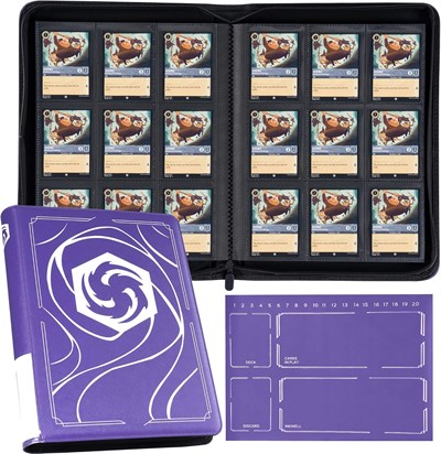 Lorcana Kartları için Bağlayıcı, Premium 9 Cepli Ticaret Kartı Albümü, 500 Cepli ve Playmat Lorcana Kartları, Jetonlar ve Kurallar sayfasıyla uyumlu - Klasik Mor