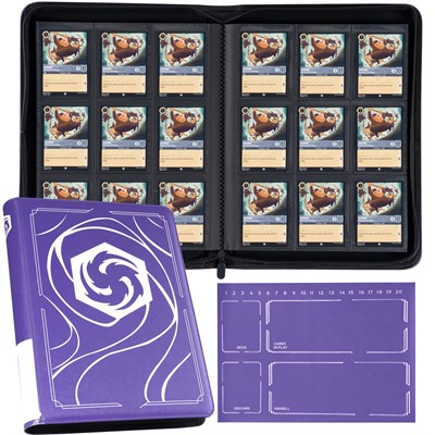 Lorcana Kartları için Bağlayıcı, Premium 9 Cepli Ticaret Kartı Albümü, 500 Cepli ve Playmat Lorcana Kartları, Jetonlar ve Kurallar sayfasıyla uyumlu - Klasik Mor