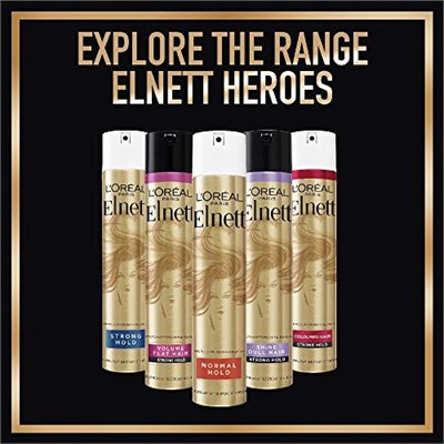LOreal Paris Elnett Ekstra Güçlü Tutuşlu Saç Spreyi, 24 saate kadar ekstra güçlü tutuş ve doğal görünümlü parlaklık sağlar, temiz ve yeniden şekillendirmeye hazır hissettirir, 200 ml.