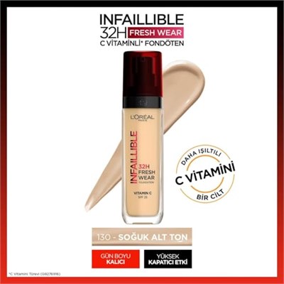 LOreal Paris Infaillible 32H Fresh Wear C Vitaminli Fondöten - 130 True Beige
