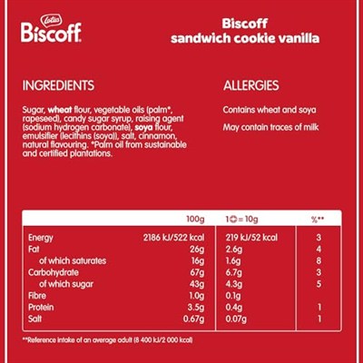 Lotus Biscoff Vanilya Aromalı Dolgulu Karamelize Sandviç Bisküvi 150 Gram