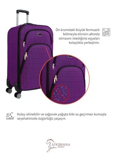 Louisiana Polo Kabin Boy 4 Teker Kumaş Valiz 1081 (Mor)