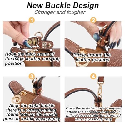 LOUKAYCCI Verstellbarer Crossbody-Gurt aus Rindsleder für Longchamp Le Pliage Mini-Tasche, Ersatz-Schultergurt-Set