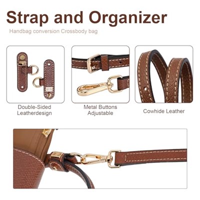 LOUKAYCCI Verstellbarer Crossbody-Gurt aus Rindsleder für Longchamp Le Pliage Mini-Tasche, Ersatz-Schultergurt-Set