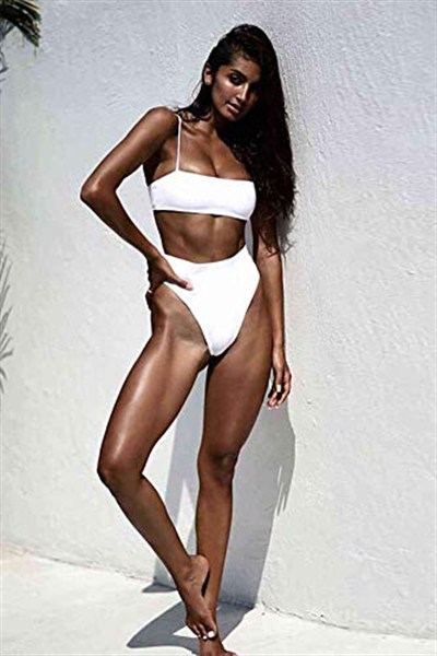 Lovesand Angelsin Kadın V Kesim Yüksek Belli Seksi Bikini Seti (as1, Sayısal, Sayısal_6, Normal, Normal, Beyaz), Beyaz, 36
