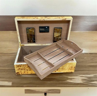 Lubinski İtaly Sedir Humidor Puro Kutusu Mapa Kavak 200s CigarSpa Elektronik Nemlendirme