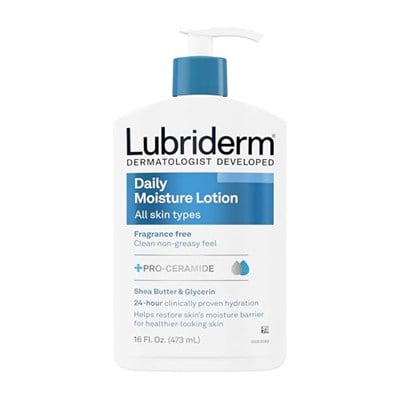 Lubriderm Günlük Nem Nemlendirici Kokusuz Vücut Losyonu Pro-Vitamin B5 ile Sağlıklı Görünümlü Ciltler için Normal-Kuru Ciltler için, Yağsız ve Kokusuz Losyon, 16 ml