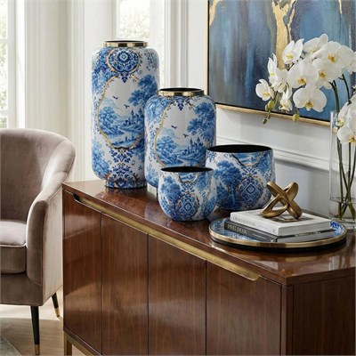 Lucky Art Blue Heritage Dekoratif Vazo 35cm