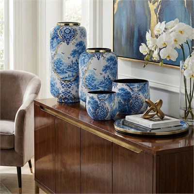 Lucky Art Blue Heritage Dekoratif Vazo 30cm