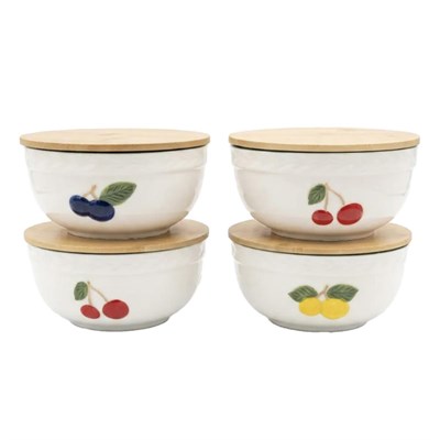 Lucky Art Cerisa Bone 16 Cm 4lü Kapaklı Kase Seti
