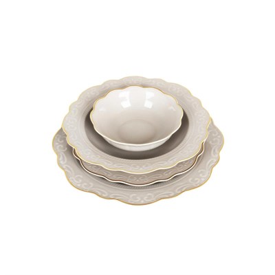 Lucky Art Laurance Taş Rengi̇ New Bone Chi̇na Yemek Takimi 24 Parça