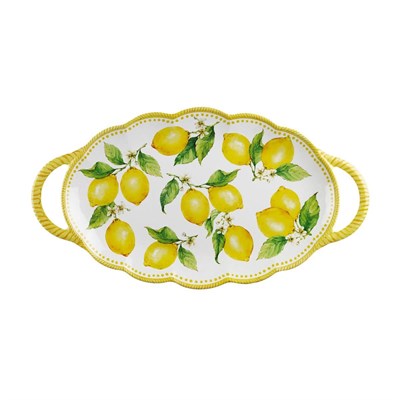 Lucky Art Limora Melamin 48 Cm Kulplu Oval Tepsi