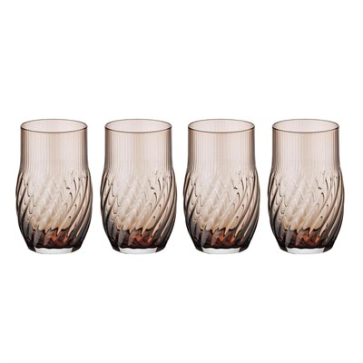 Lucky Art Lioran 4’lü Cam Su Bardağı Seti Kahve 460 Ml
