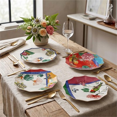 Lucky Art Liorine Bone 25 Cm 4’lü Yemek Tabağı Seti