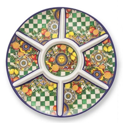 Lucky Art Sanora Yuvarlak Melamin 7 Bölmeli Dönen Meze Tabak Seti