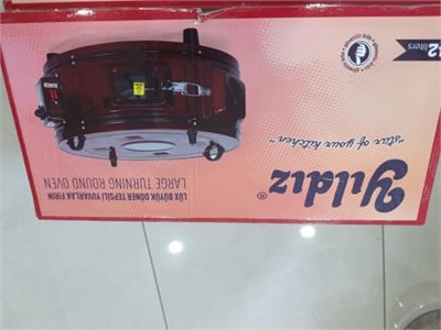 Lüks Büyük Döner Tepsili Yuvarlak Fırın Termostatlı Elektrikli Börek Fırını 1400W Isıya Dayanıklı Cam Kapaklı pizza fırını börek fırını
