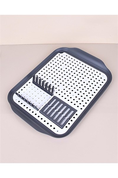 Lüks Plastik Süzmatik Tabaklık Gri 30 * 41cm
