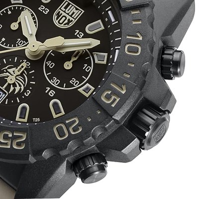 Luminox Erkek Kronograf İsviçre Kuvars Mekanizması Saat Kauçuk Bileklik XS.3590.NSF.Set, Siyah, Kayış