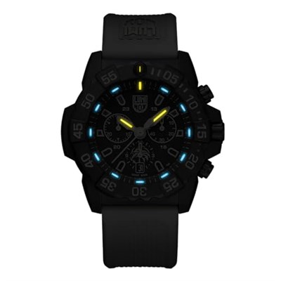 Luminox Erkek Kronograf İsviçre Kuvars Mekanizması Saat Kauçuk Bileklik XS.3590.NSF.Set, Siyah, Kayış