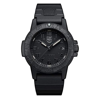 Luminox Leatherback SEA Turtle Blackout XS.0301.BO.L Erkek Saati Küçük 39 mm - Askeri Saat Siyah Tarih Göstergeli 100 m Su Geçirmez, Schwarz, Bant