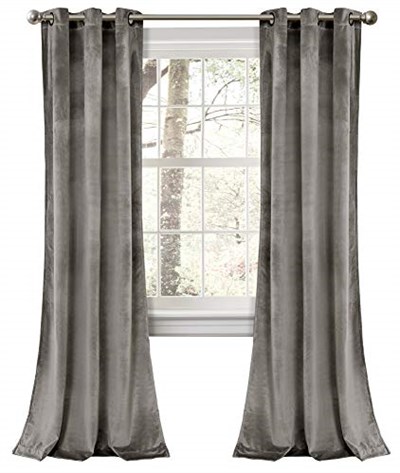 Lush Decor Prima Kadife Perdeler Renkli Blok Oda Karartma Pencere Panel Seti Oturma, Yemek, Yatak Odası (Çifti), 96,5 cm G x 213,4 cm L, Gri - Seçenekler: 38