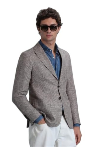 Luta Spor Erkek Blazer Ceket Slim Fit Kahverengi 52