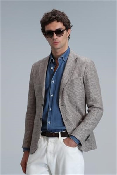 Luta Spor Erkek Blazer Ceket Slim Fit Kahverengi 50