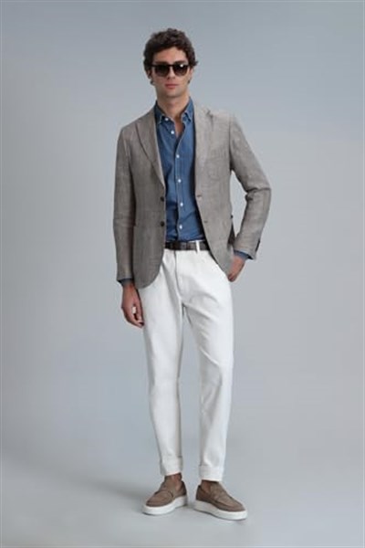 Luta Spor Erkek Blazer Ceket Slim Fit Kahverengi 46