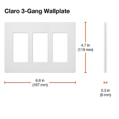 Lutron Claro 3 Gang Dekoratör/Rocker Duvar Plakası, Parlak, Kahverengi (1li Paket) | CW-3-BR