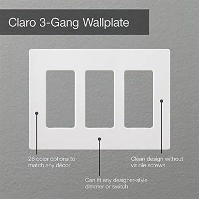 Lutron Claro 3 Gang Dekoratör/Rocker Duvar Plakası, Parlak, Kahverengi (1li Paket) | CW-3-BR