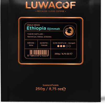 Luwacof Ethiopia Djimmah Yöresel Kahve (Öğütülmüş Filtre Kahve) 250 Gr