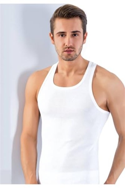 Lüx Drm Erkek Beyaz Sporcu Rambo Pamuklu Atlet, XL, SL1008LX-869SC00184032