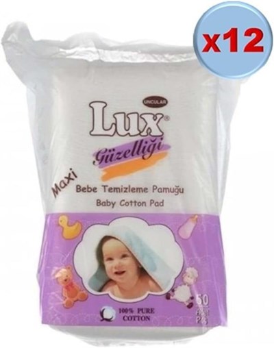 LUX Maxi Bebek Temizleme Pamuğu, 60lı, 12 Adet, Beyaz