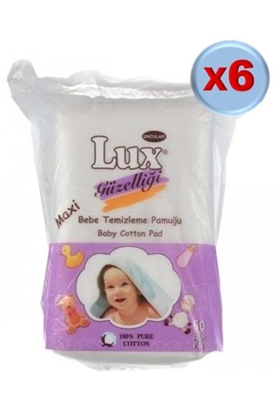LUX Maxi Bebek Temizleme Pamuğu, 60lı, 6 Adet, Beyaz