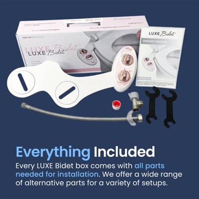 LUXE Bidet NEO 120 - Kendi Kendini Temizleyen Başlık, Tatlı Su Elektrikli Olmayan Bide Eklentisi, Klozet Kapağı için, Ayarlanabilir Su Basıncı, Arka Yıkama (Gül Altın)